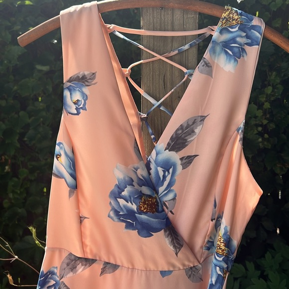 Lulu’s Garden Walk Blush Pink Lace Up Skater Mini Dress - Picture 5 of 8